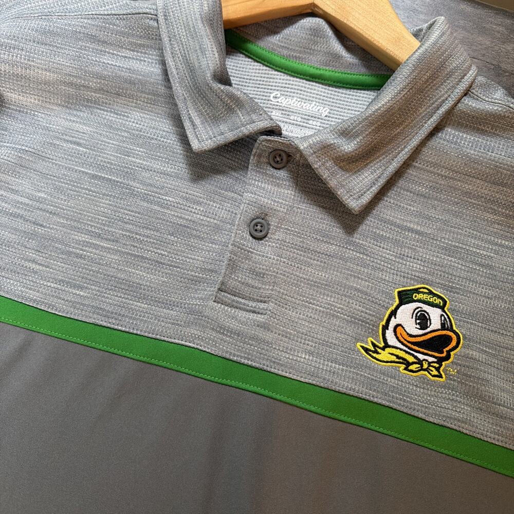 Oregon Ducks Men's Size 2XL Green Gray Golf Polo Shirt Captivating *XL*